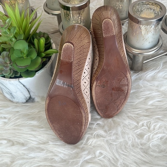 Michaela Women’s Nude/Brown Laser Cut Open Toe Wedge Sandals Size EU 37 - Picture 9 of 14
